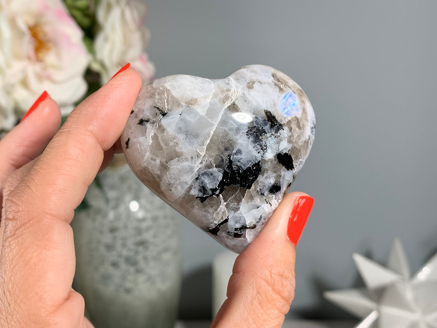 Medium Rainbow Moonstone Heart