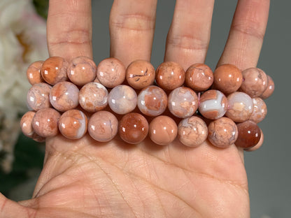 10mm Pink Agate Bracelet