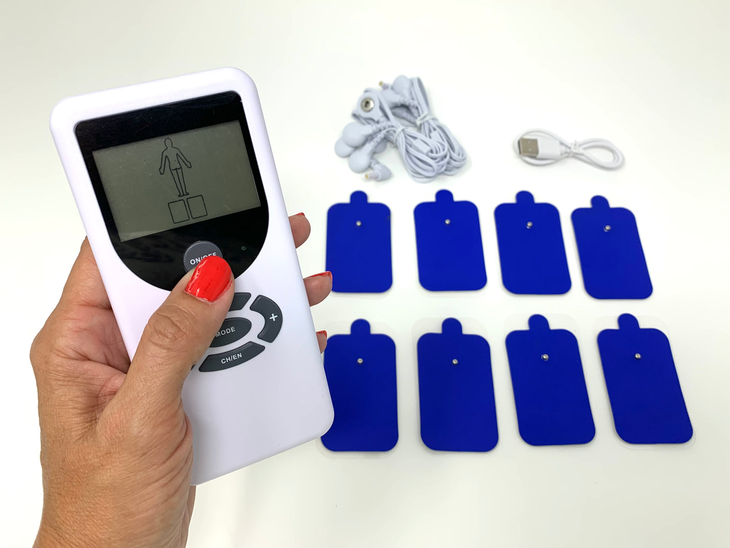 Portable TENS Unit with 8 Pads and 8 Stimulation Patterns