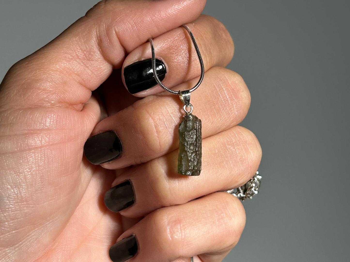 Moldavite Sterling Silver Pendant (16mm long)