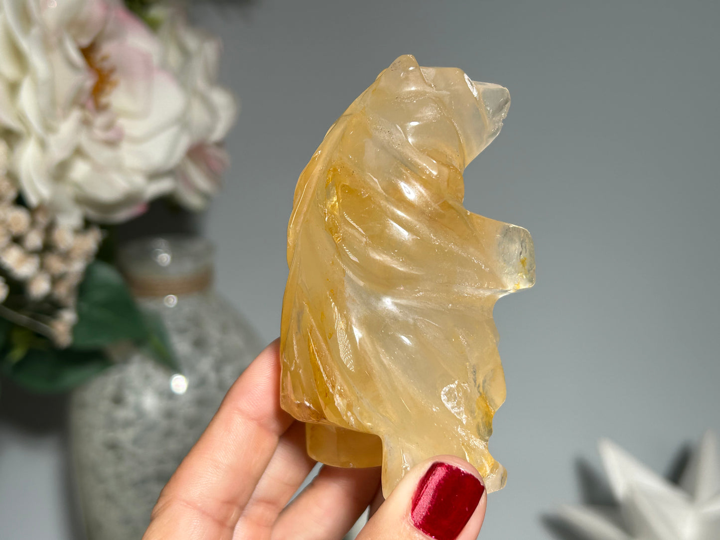 Yellow Hematoid Quartz Bear (3.5", 89mm)