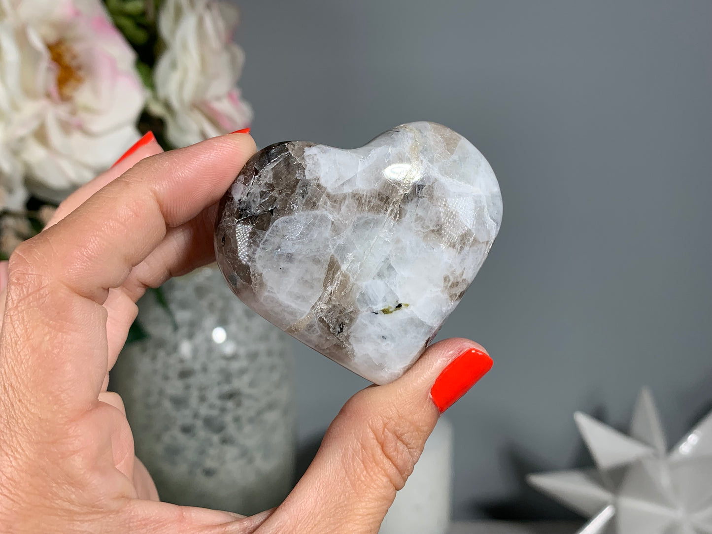 Medium Rainbow Moonstone Heart