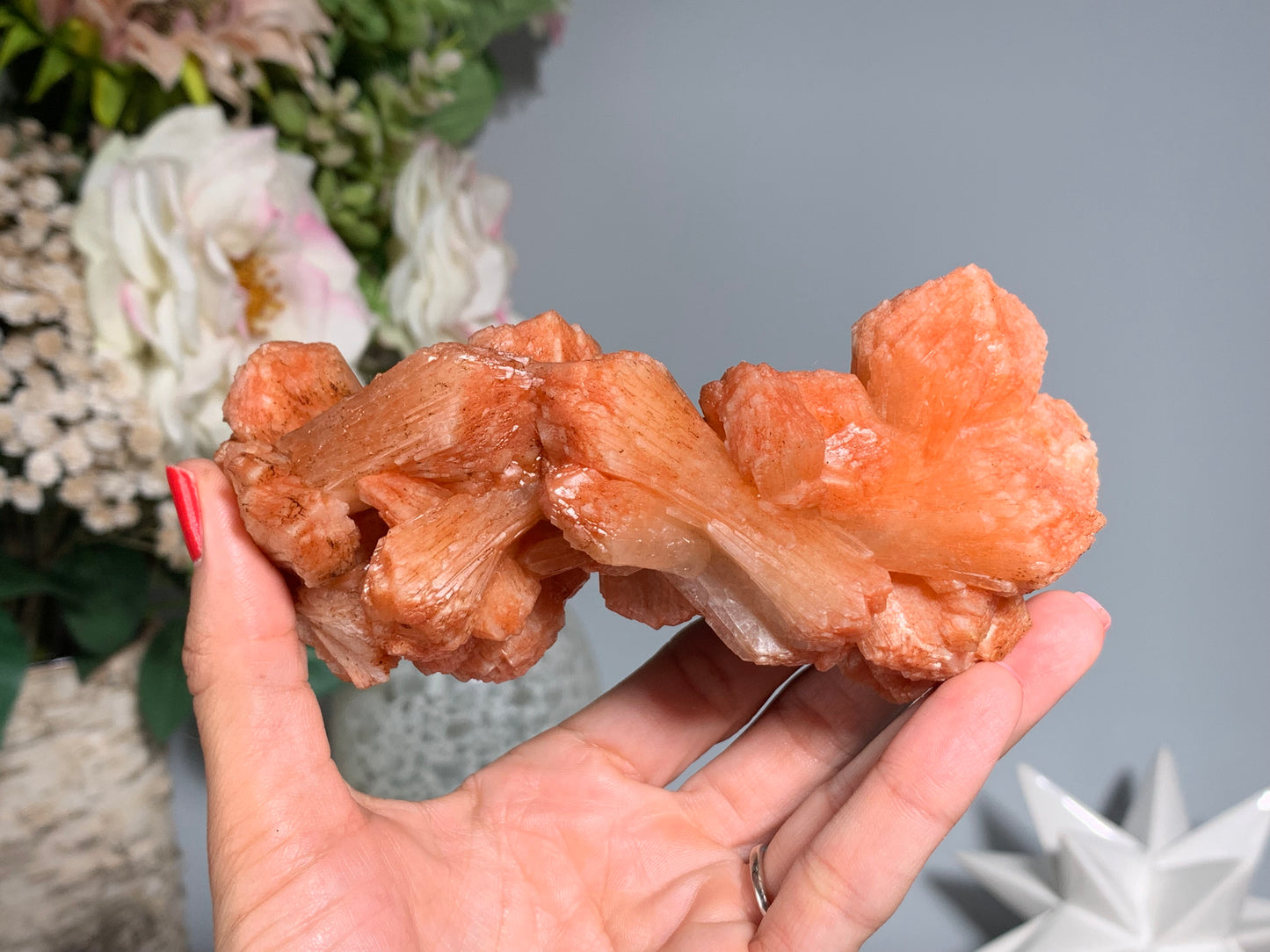 Red Stilbite Cluster (5", 128mm)