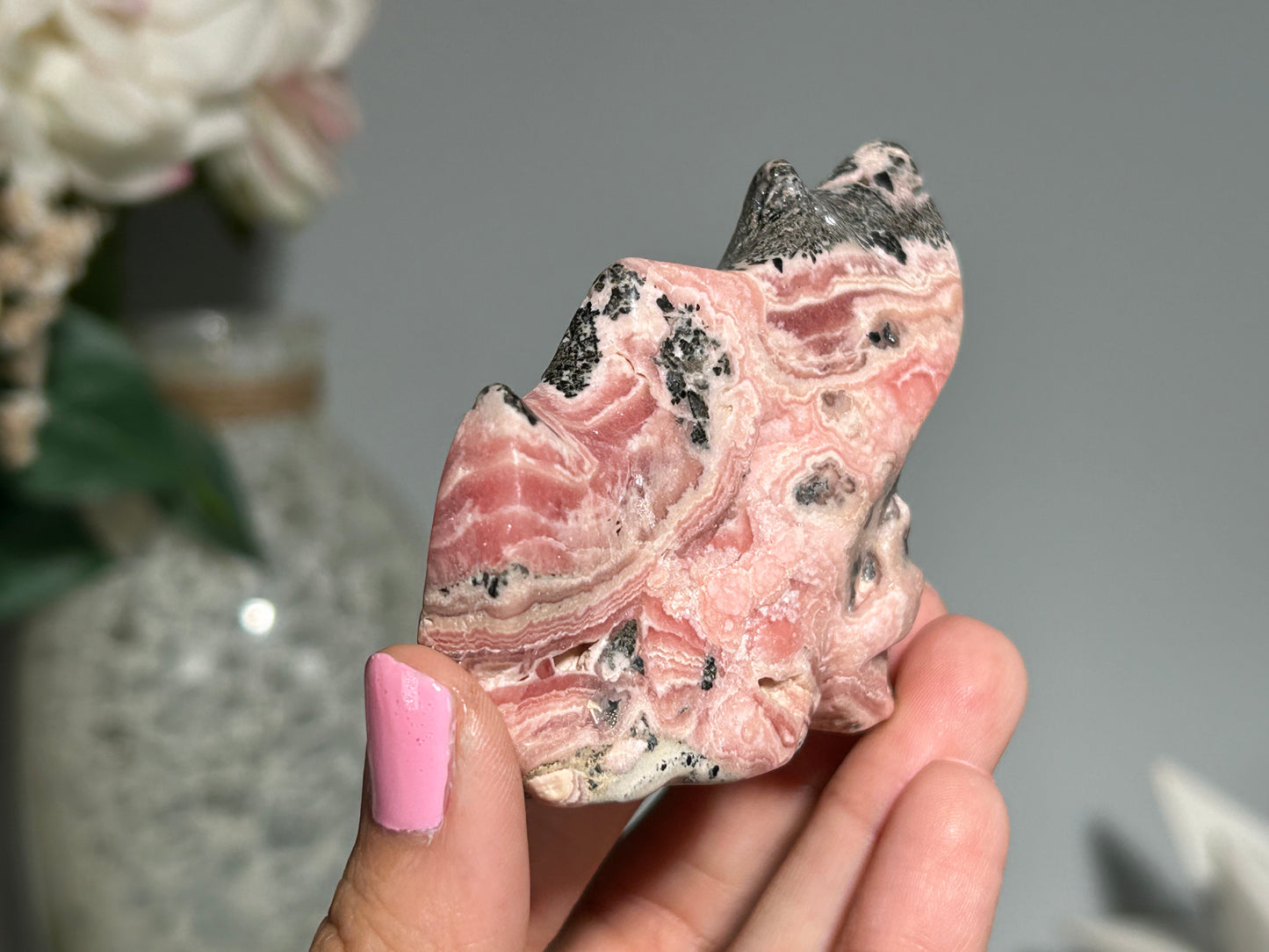 Rhodochrosite Skull (2.8", 72mm)