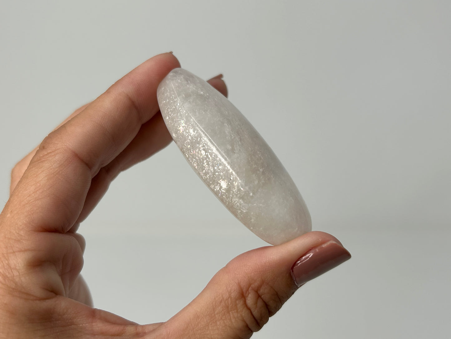 Rainbow Moonstone Palm Stone (2.4", 62mm)