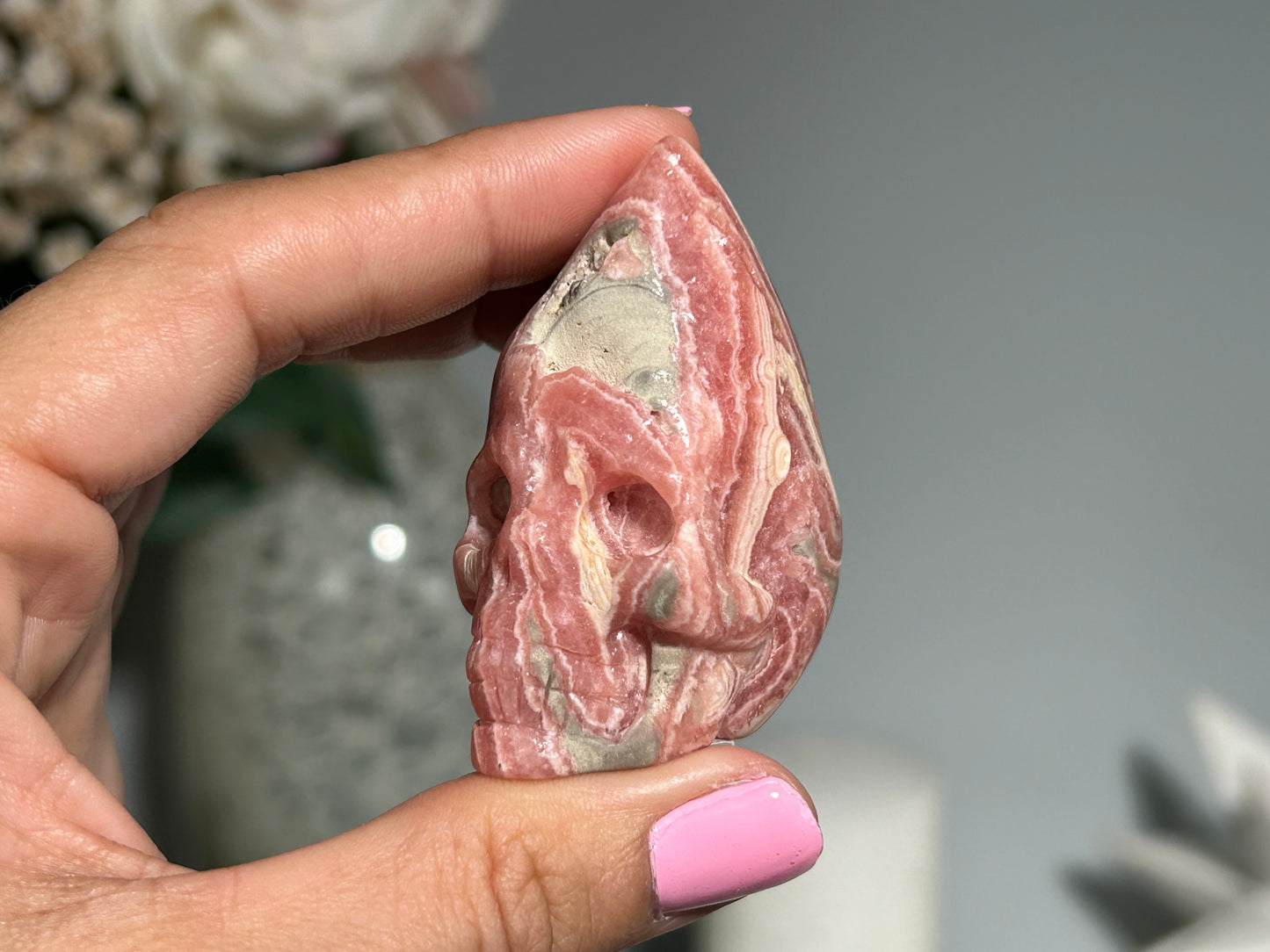 Rhodochrosite Skull (2.2", 55mm)