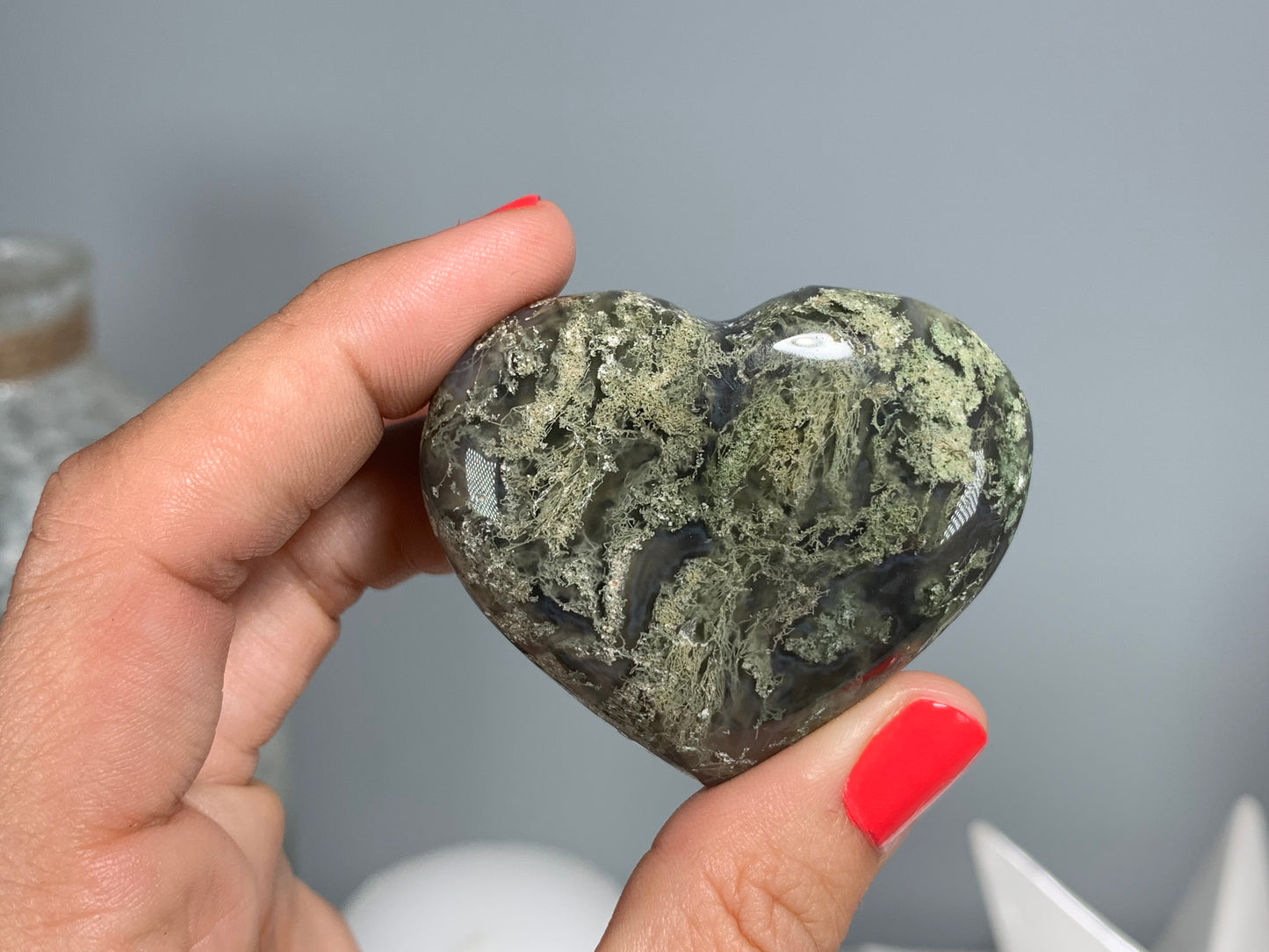 Moss Agate Heart Large