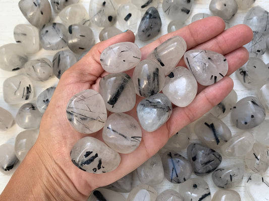 Tumbled Tourmaline Rutile in Quartz Large