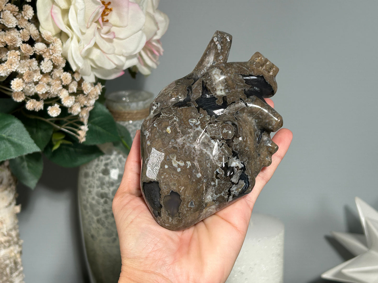 Volcano Agate Anatomical Heart (5", 127mm)