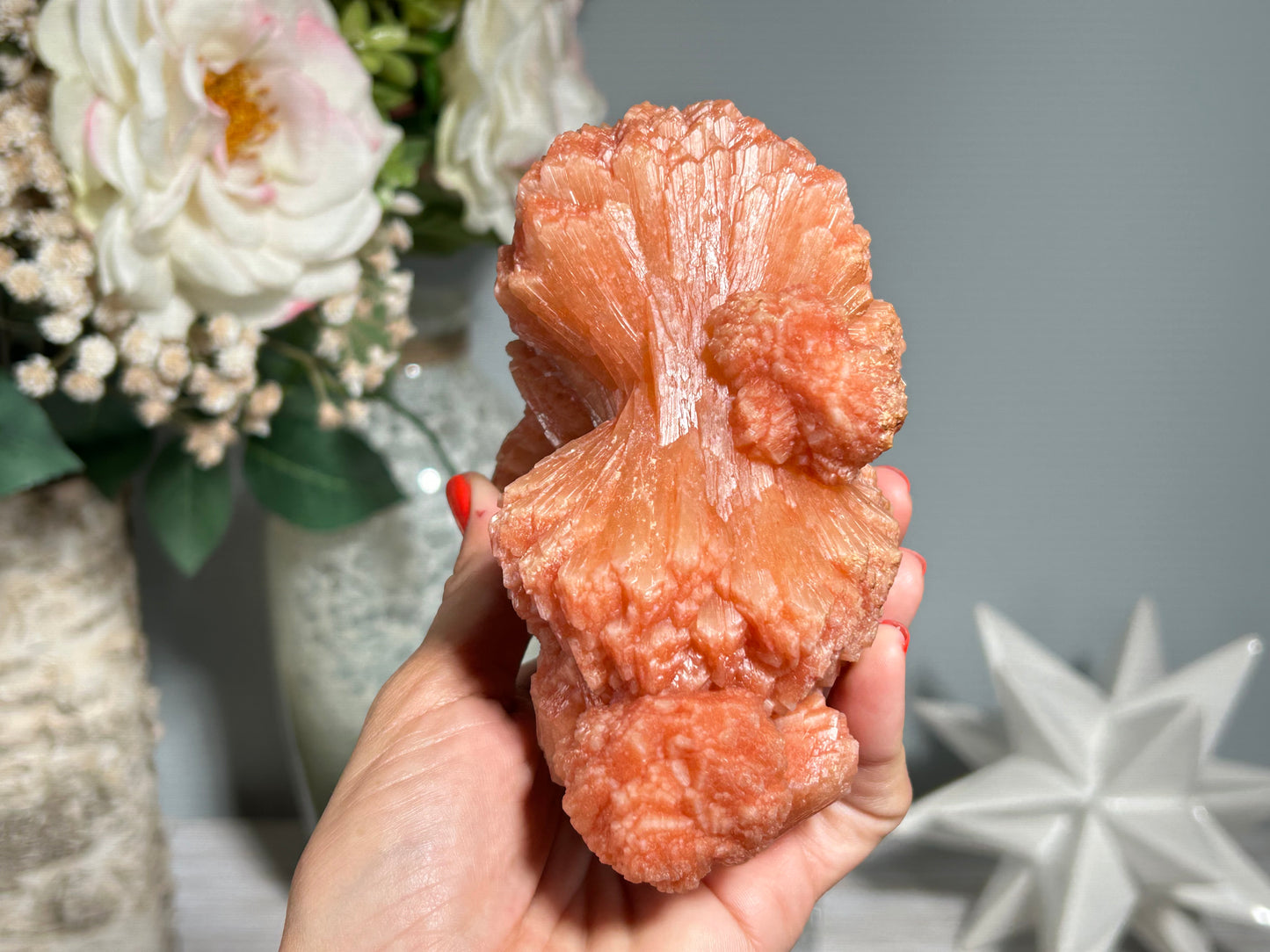 Red Stilbite Cluster (5.8", 147mm)