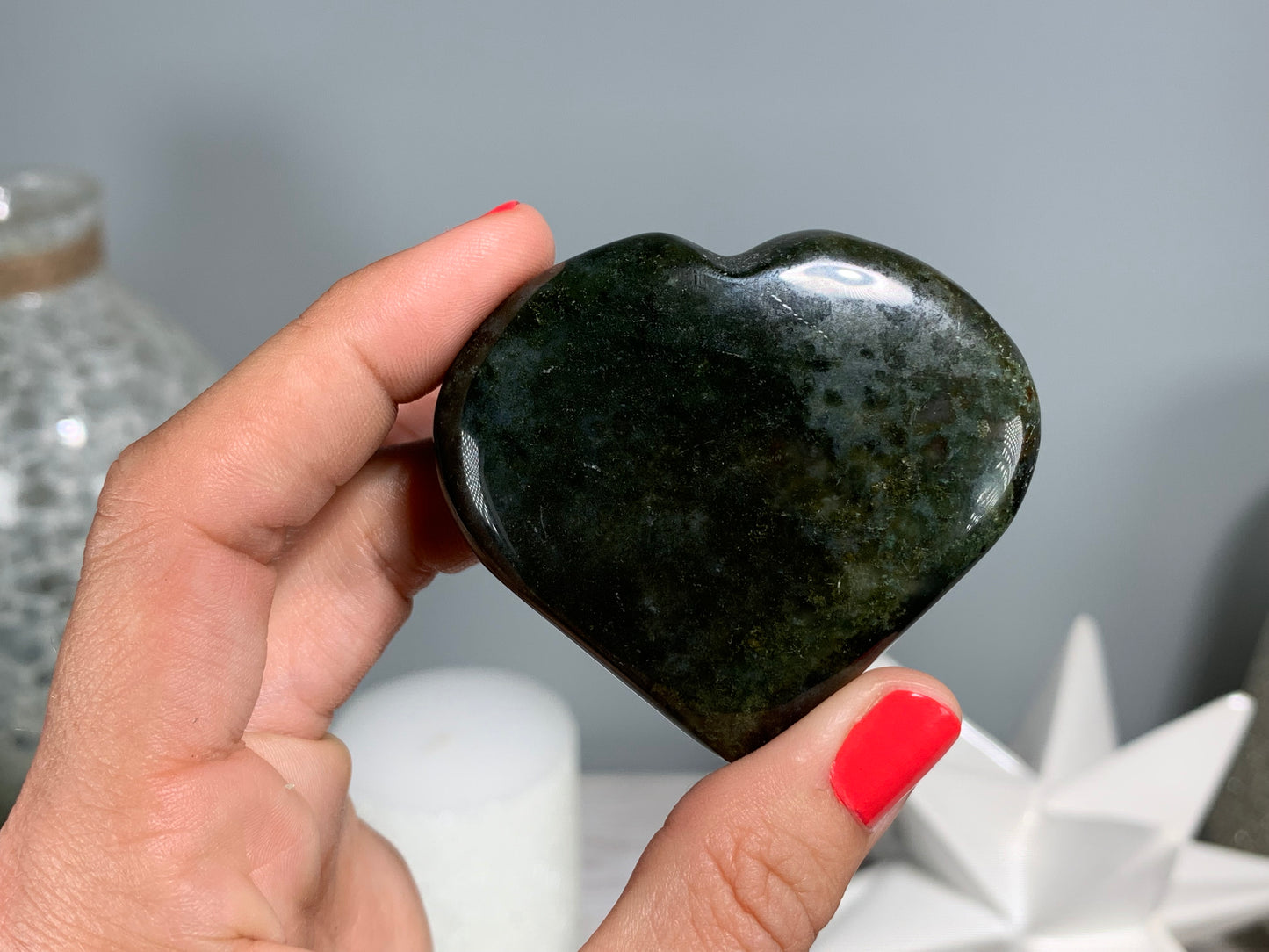 Moss Agate Heart Large