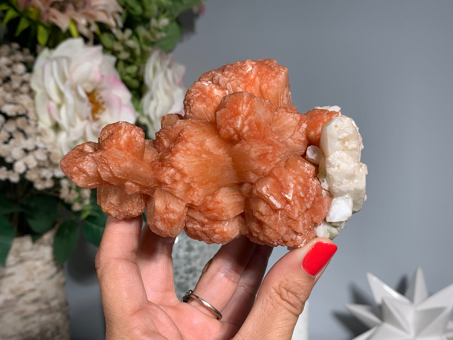 Red Stilbite Cluster (4.7", 120mm)