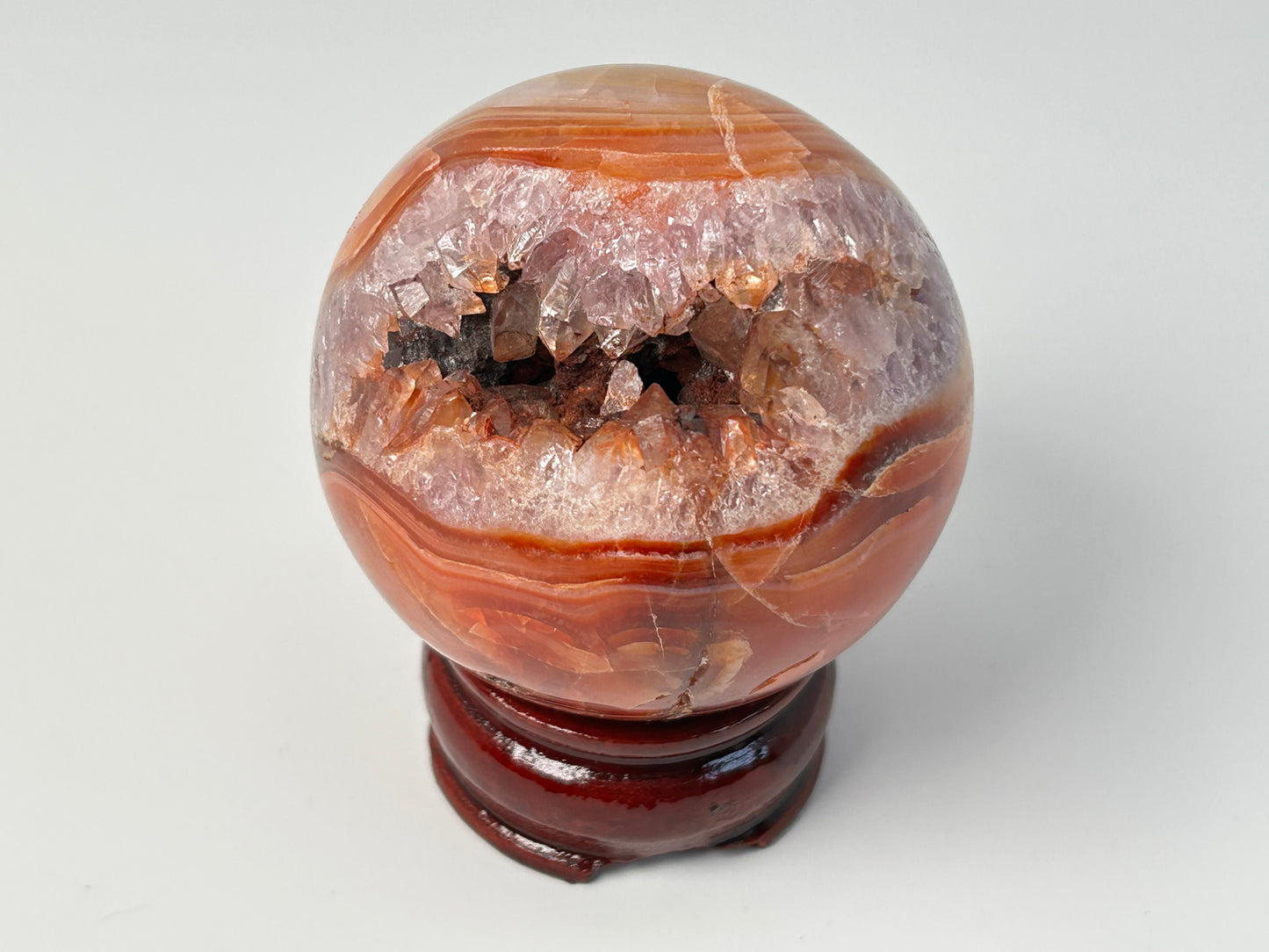 Carnelian with Druzy Amethyst Sphere (2.4", 62mm)