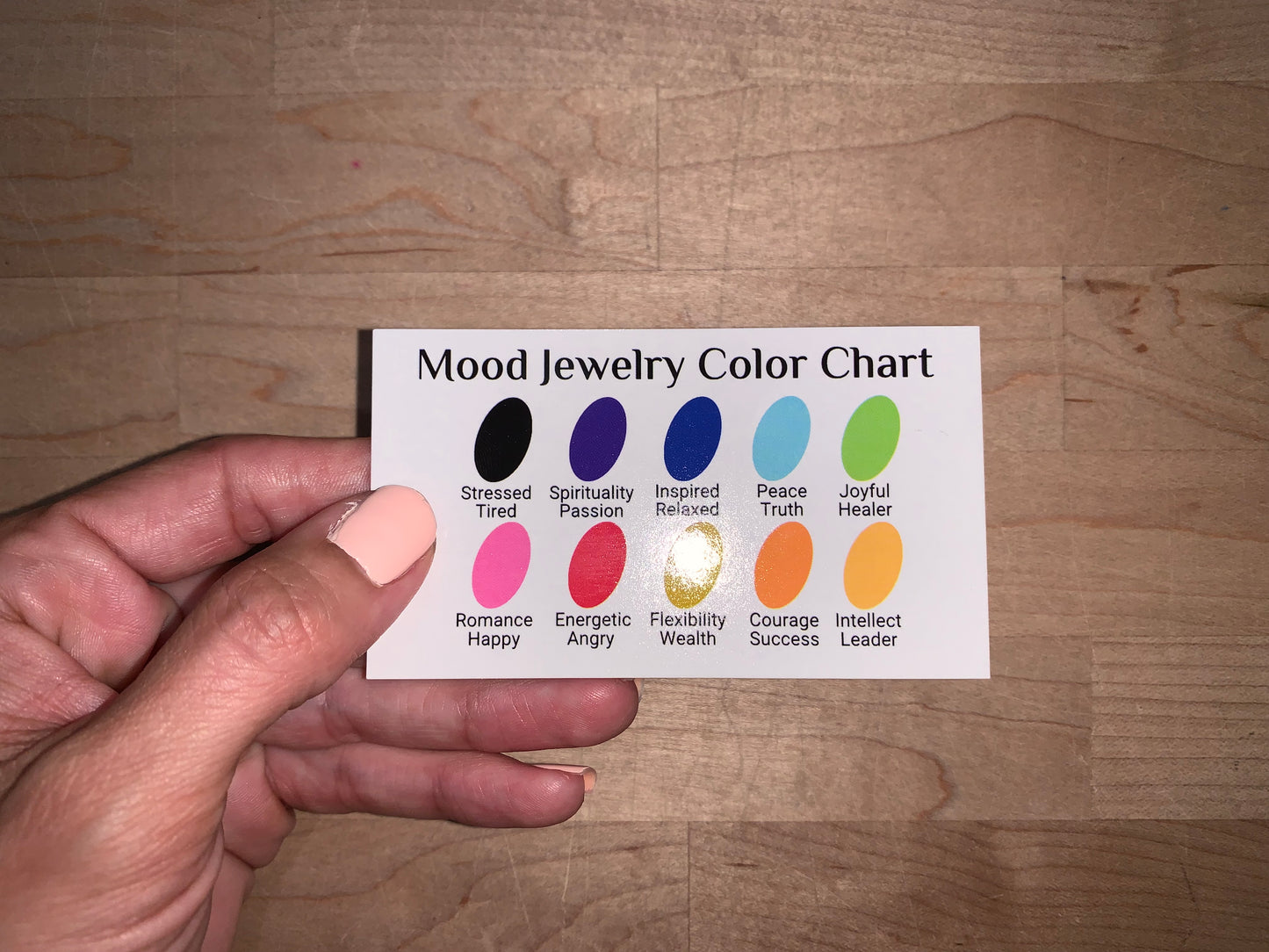 100pc Mood Jewelry Color Chart