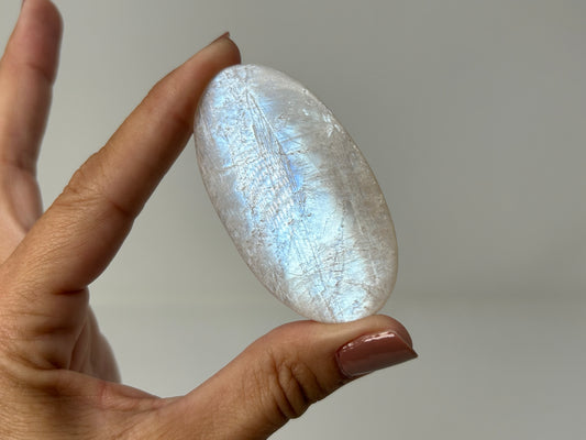 Rainbow Moonstone Palm Stone (2.4", 62mm)