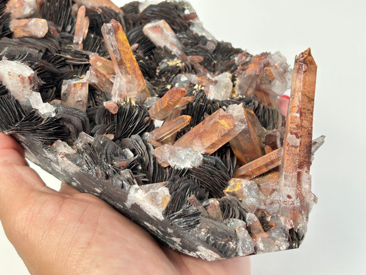 Specularite with Tangerine Quartz (6.4", 161mm)