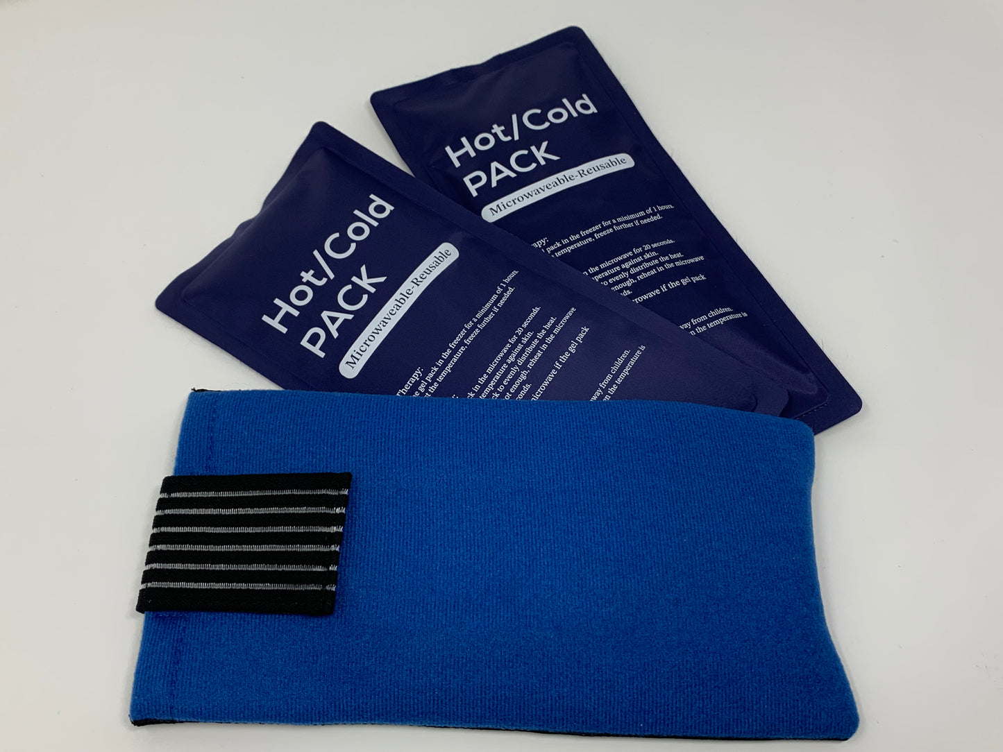 Small Hot/Cold Pack with Adjustable Elastic Band and 2 Reusable Packs