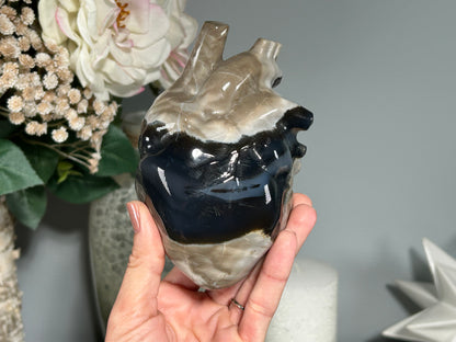 Volcano Agate Anatomical Heart (4.9", 125mm)