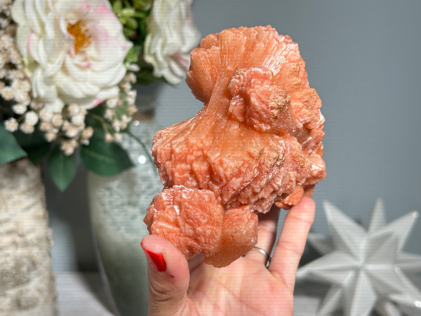 Red Stilbite Cluster (5.8", 147mm)