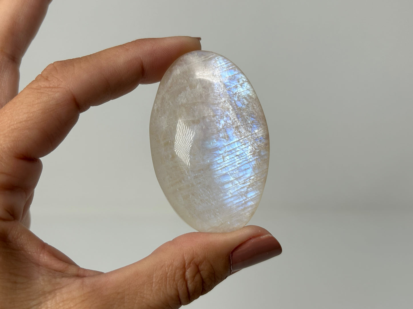 Rainbow Moonstone Palm Stone (2.2", 56mm)
