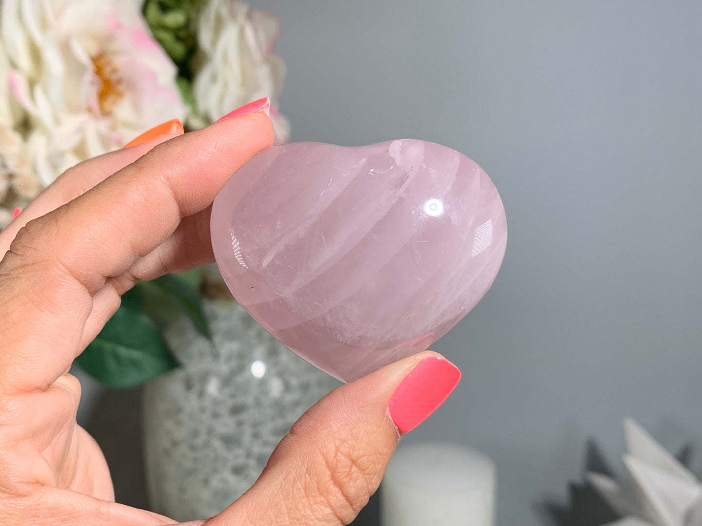 Medium Lavender Rose Quartz Heart