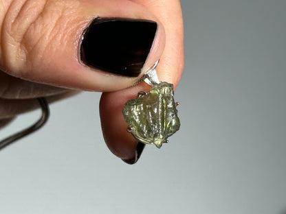 Moldavite Sterling Silver Pendant (12mm long)