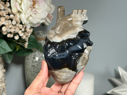 Volcano Agate Anatomical Heart (4.9", 125mm)