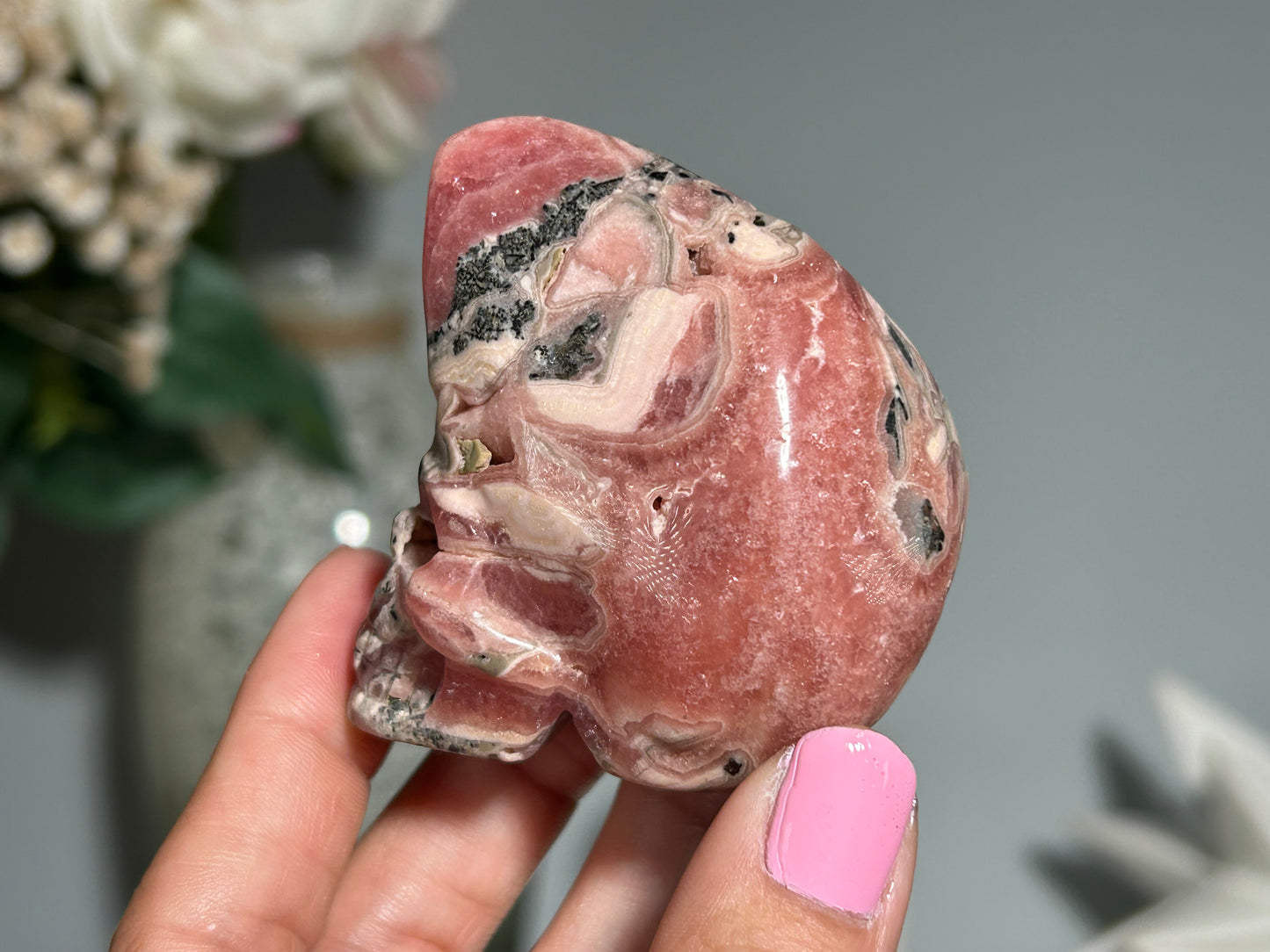 Rhodochrosite Skull (2.25", 58mm)