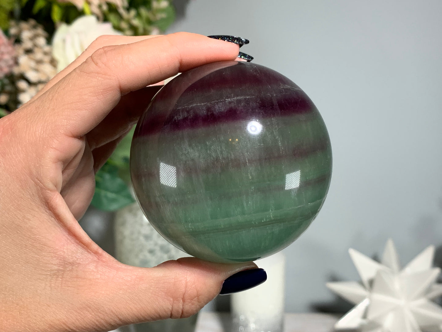 Watermelon Fluorite Sphere (2.6", 58mm)