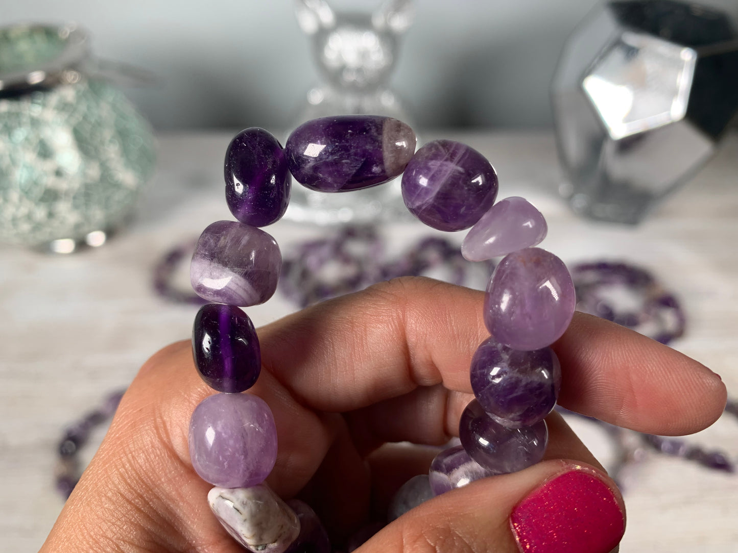 Chevron Amethyst Nugget Bracelet