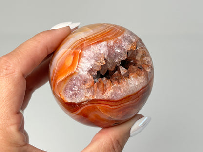 Carnelian with Druzy Amethyst Sphere (2.4", 62mm)