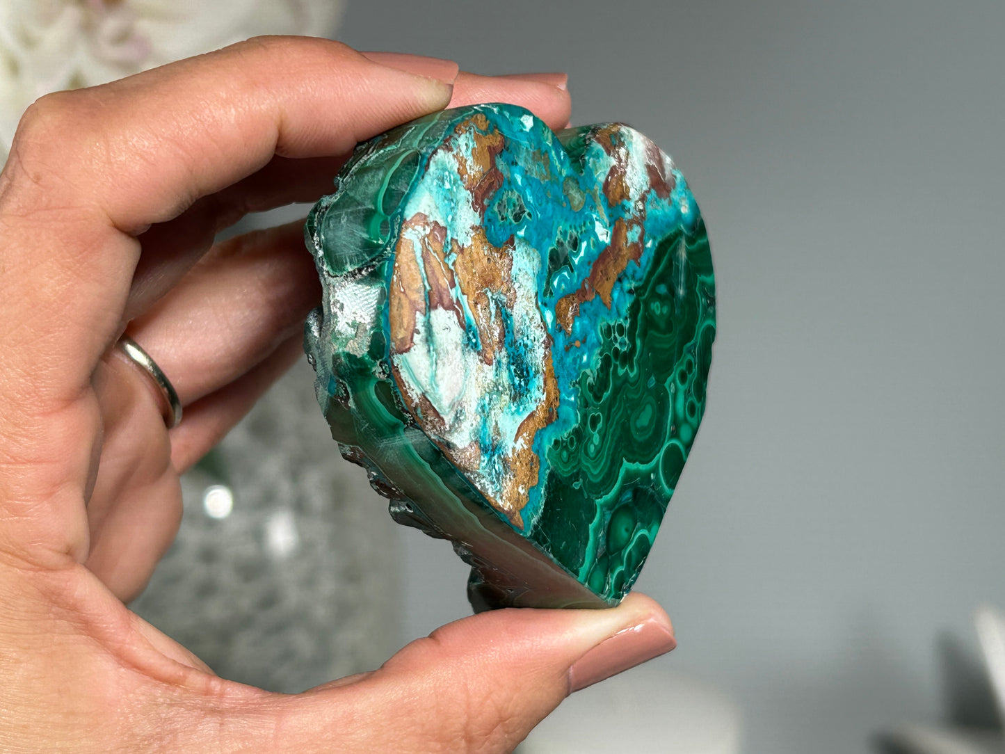 Malachite Chrysocolla Heart (2.75", 70mm)