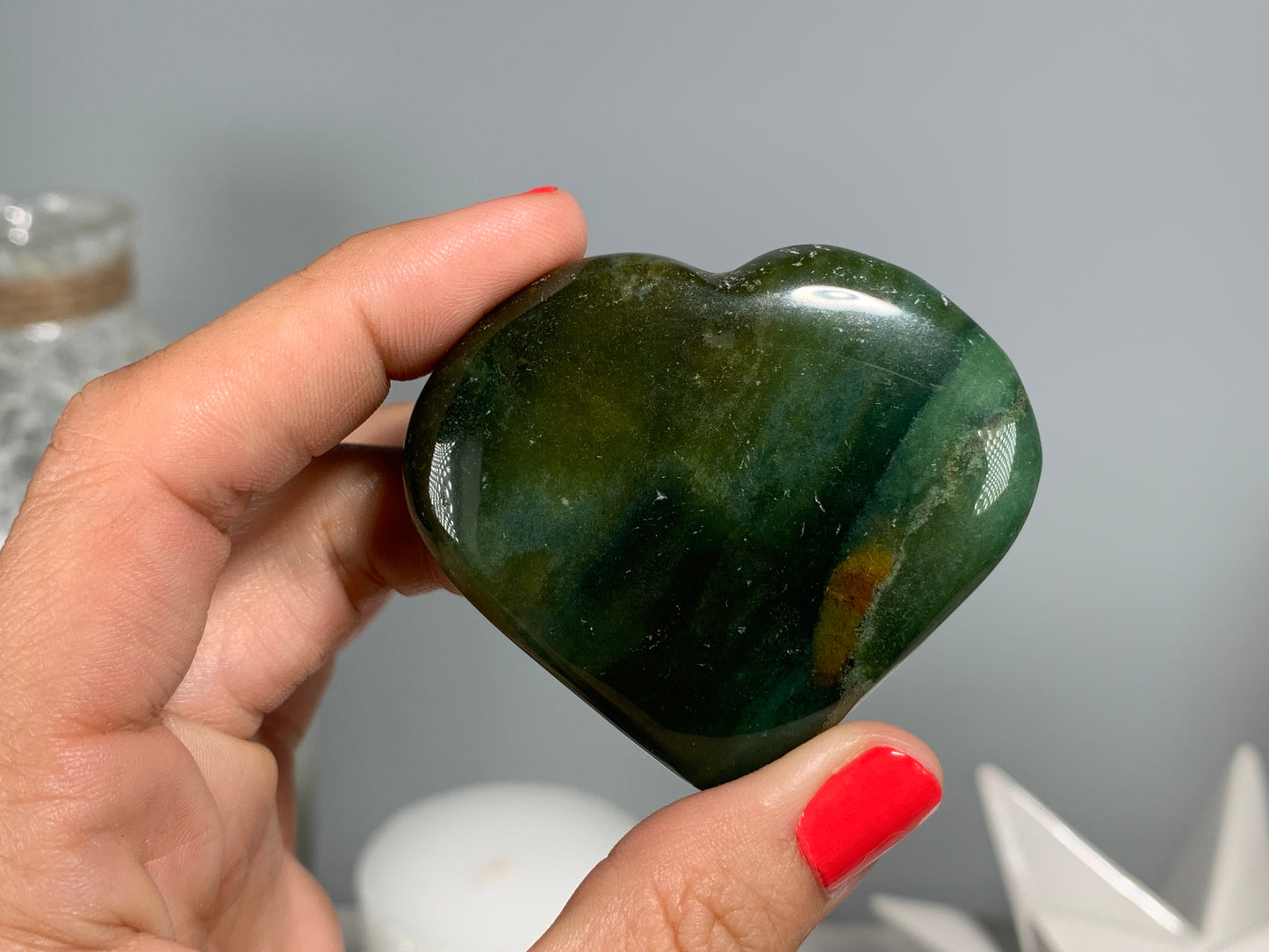 Moss Agate Heart Large