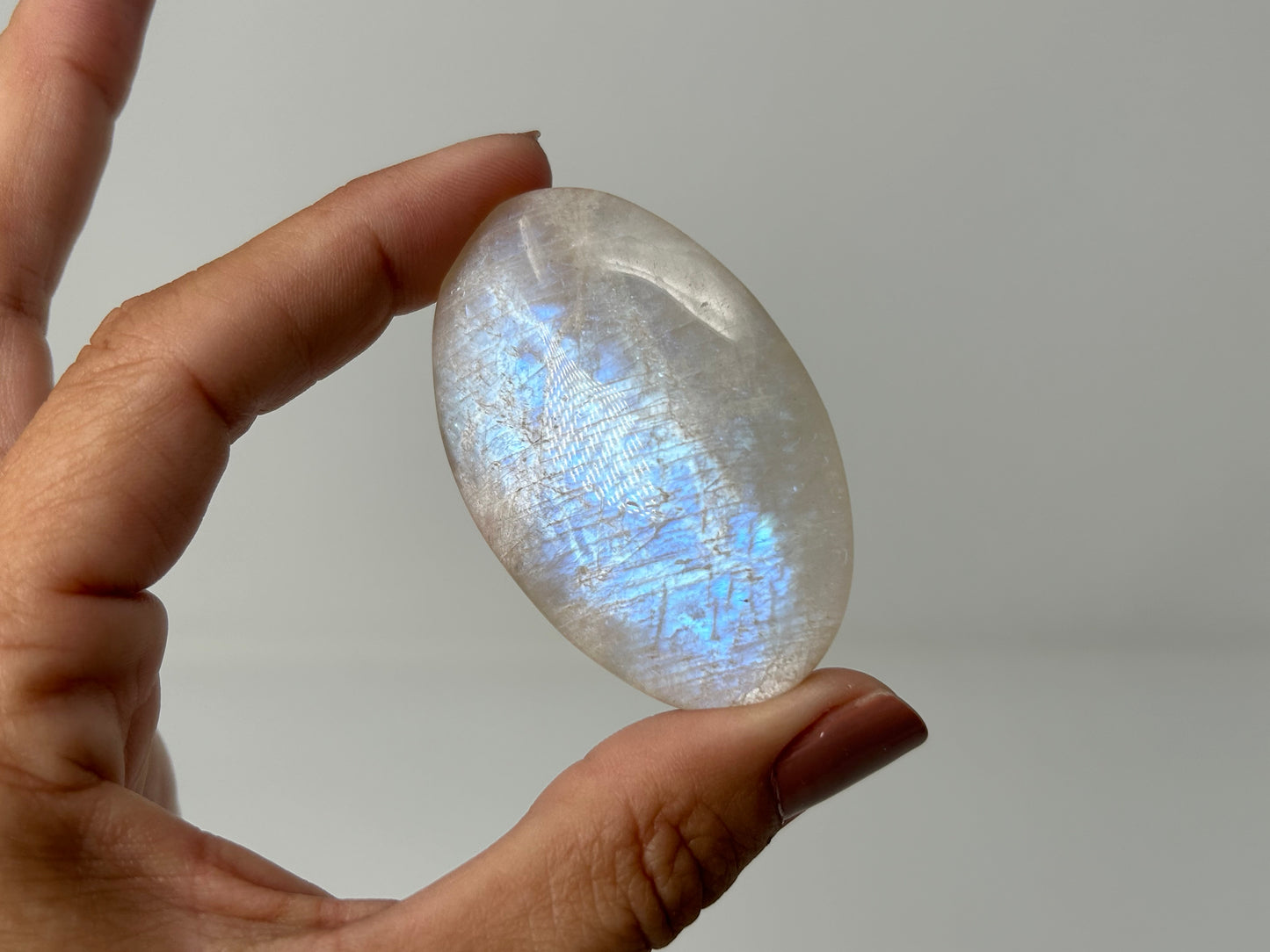 Rainbow Moonstone Palm Stone (2.2", 56mm)