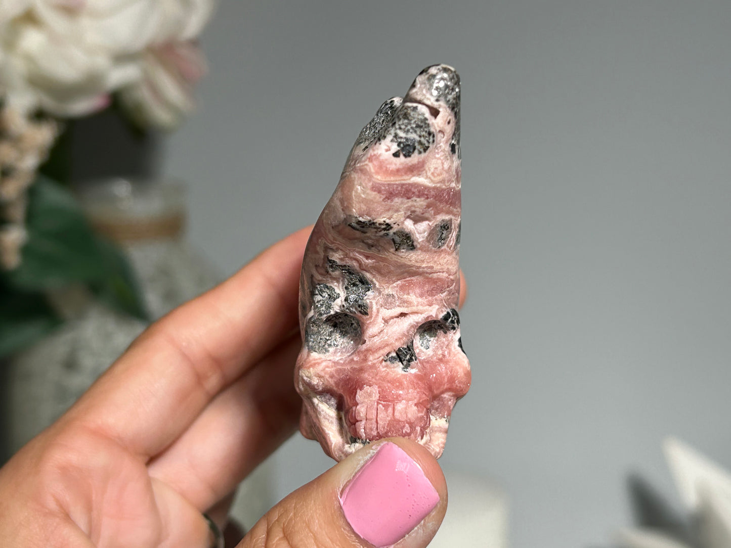 Rhodochrosite Skull (2.8", 72mm)