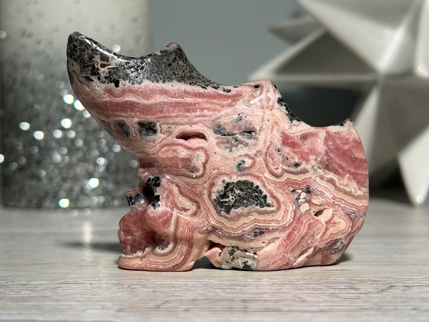 Rhodochrosite Skull (2.8", 72mm)