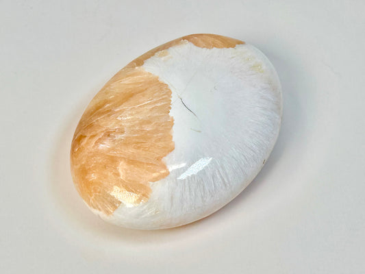 Stilbite with Scolecite Palm Stone (2.75", 70mm)