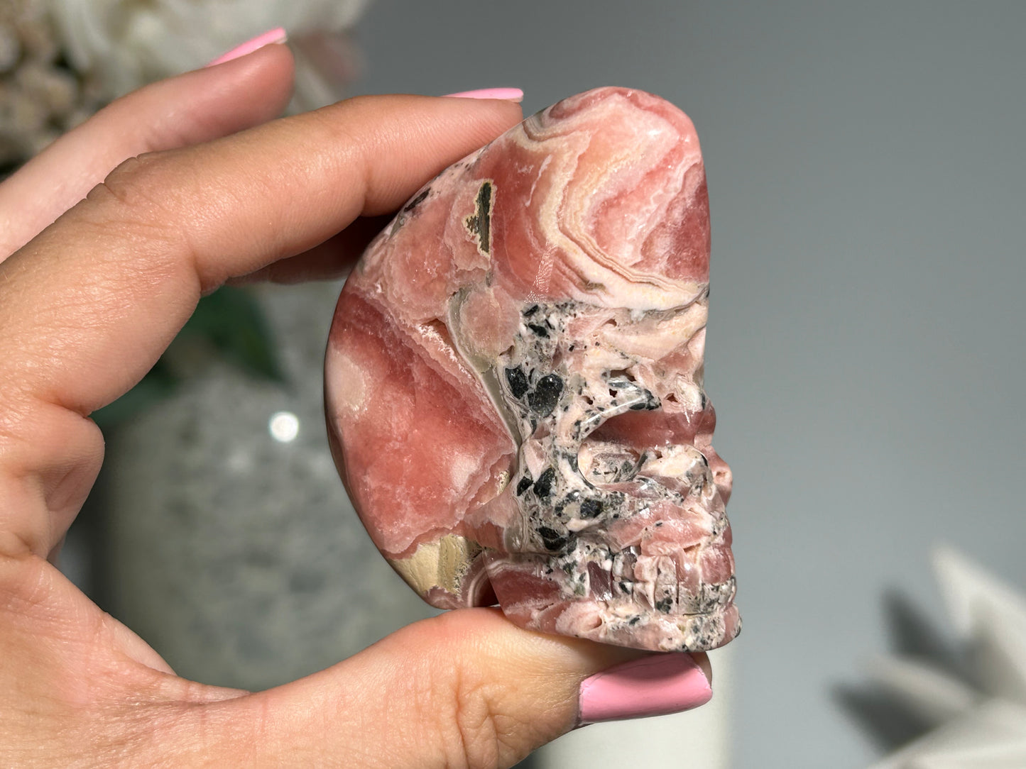 Rhodochrosite Skull (2.25", 58mm)