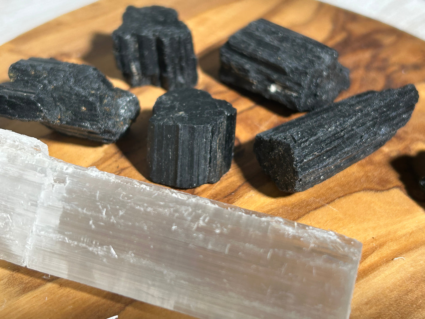 Home Protection Kit (4pc 4" Selenite Stick & 1pc Black Tourmaline)
