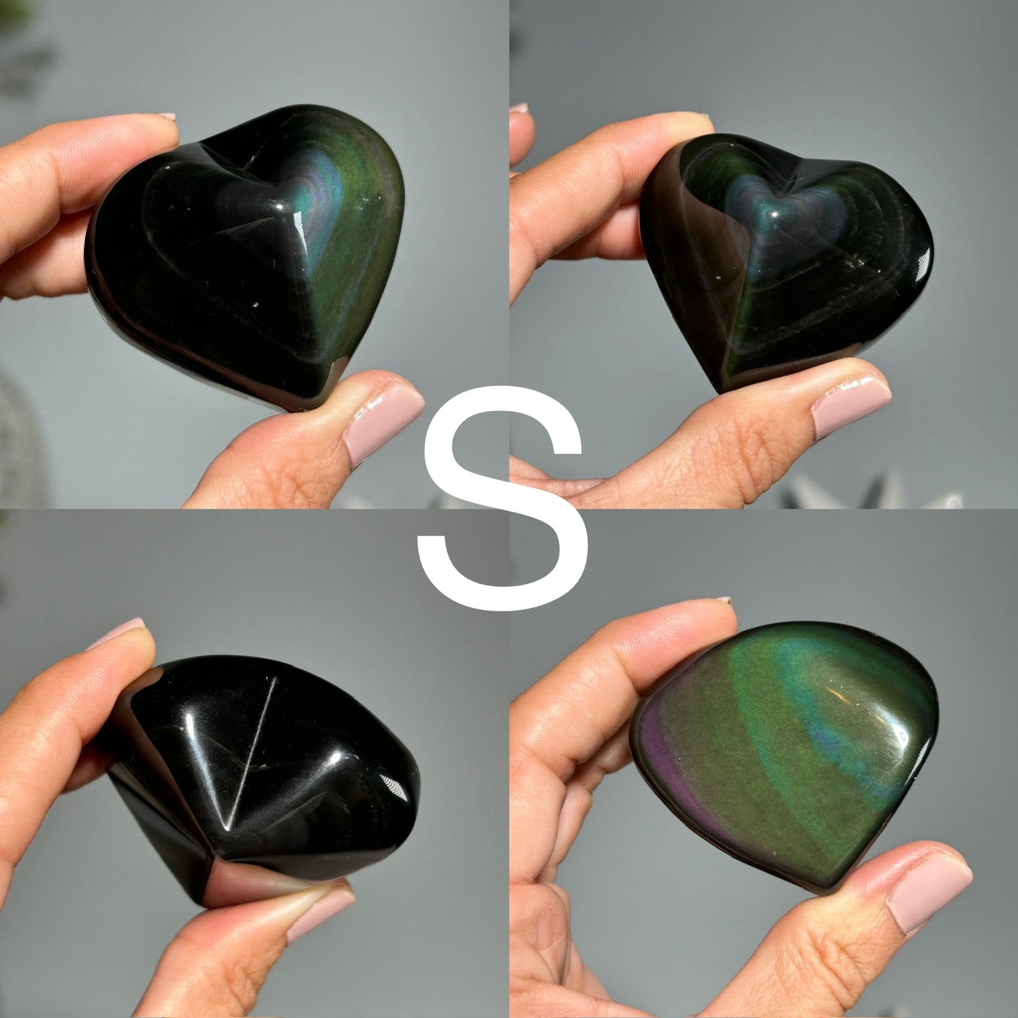 Rainbow Obsidian Heart