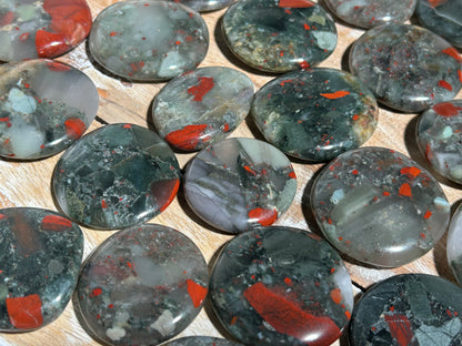 African Bloodstone Flat Palm Stone