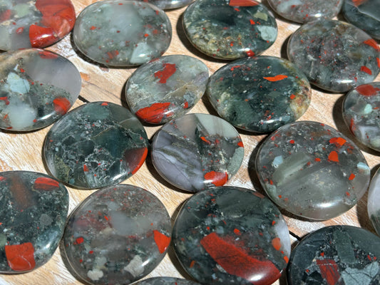 African Bloodstone Flat Palm Stone