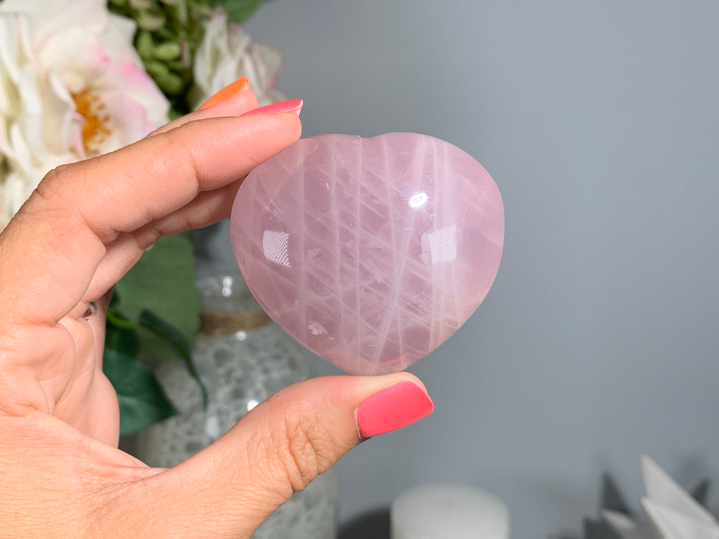 Large Lavender Rose Quartz Heart