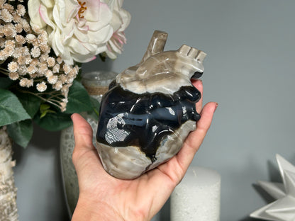 Volcano Agate Anatomical Heart (4.9", 125mm)
