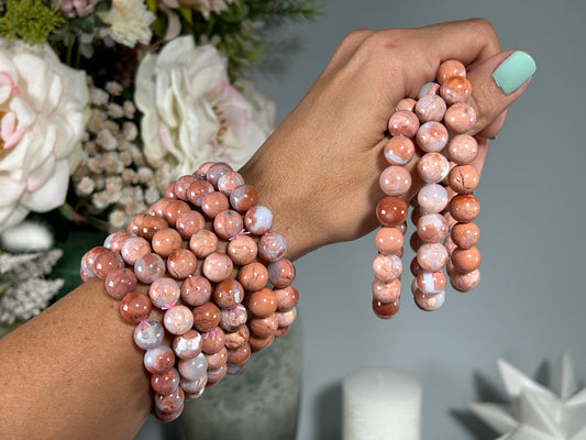 10mm Pink Agate Bracelet