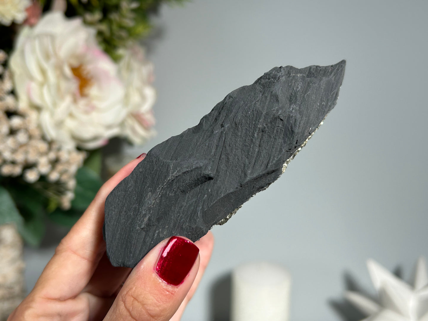 Pyrite on Shungite (4.9", 124mm)