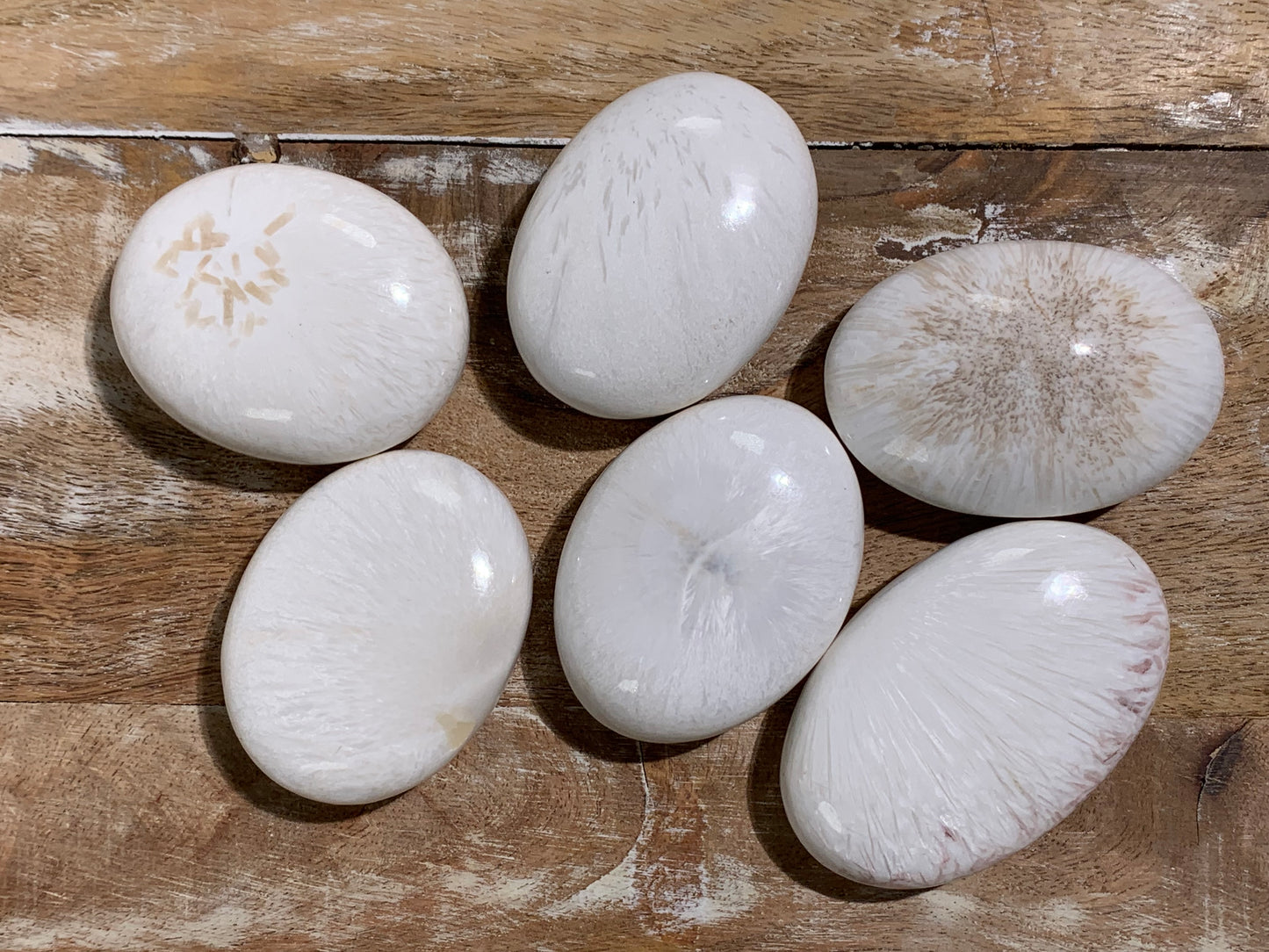 Large Scolecite Palm Stone