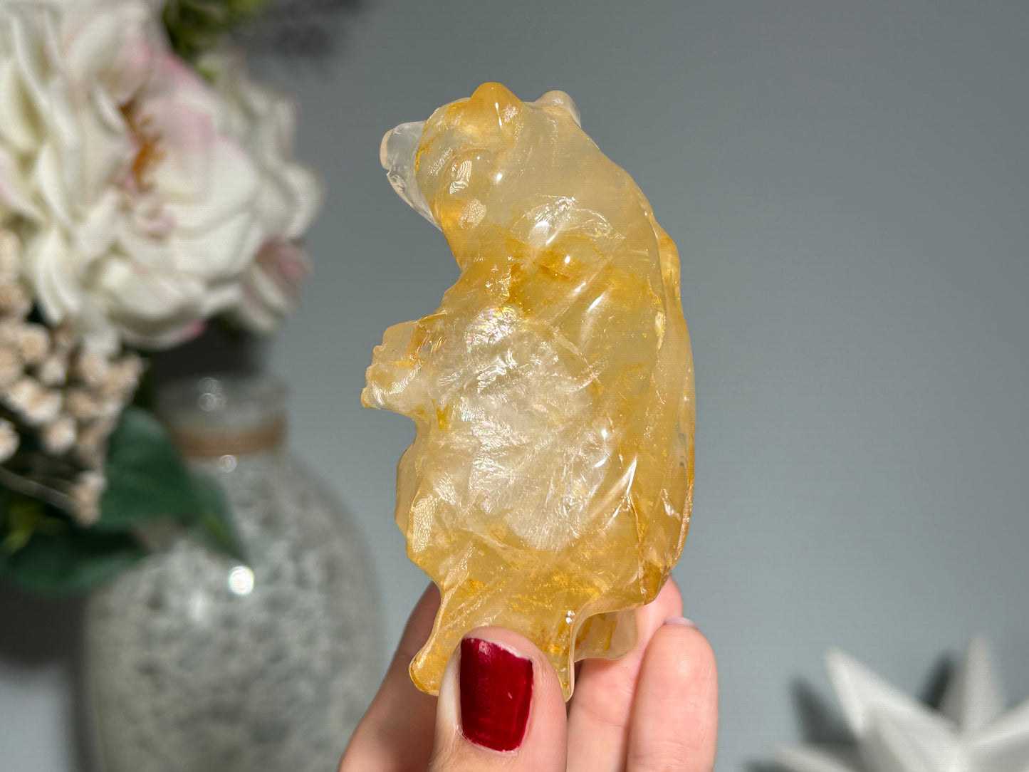 Yellow Hematoid Quartz Bear (3.5", 89mm)