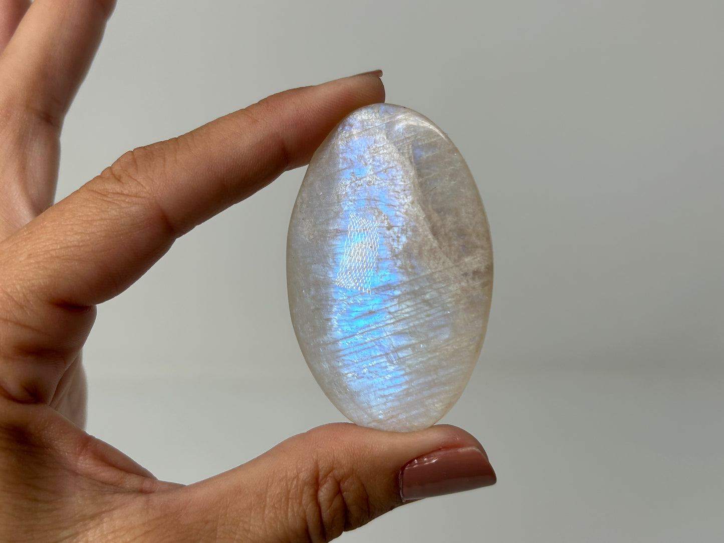 Rainbow Moonstone Palm Stone (2.2", 56mm)