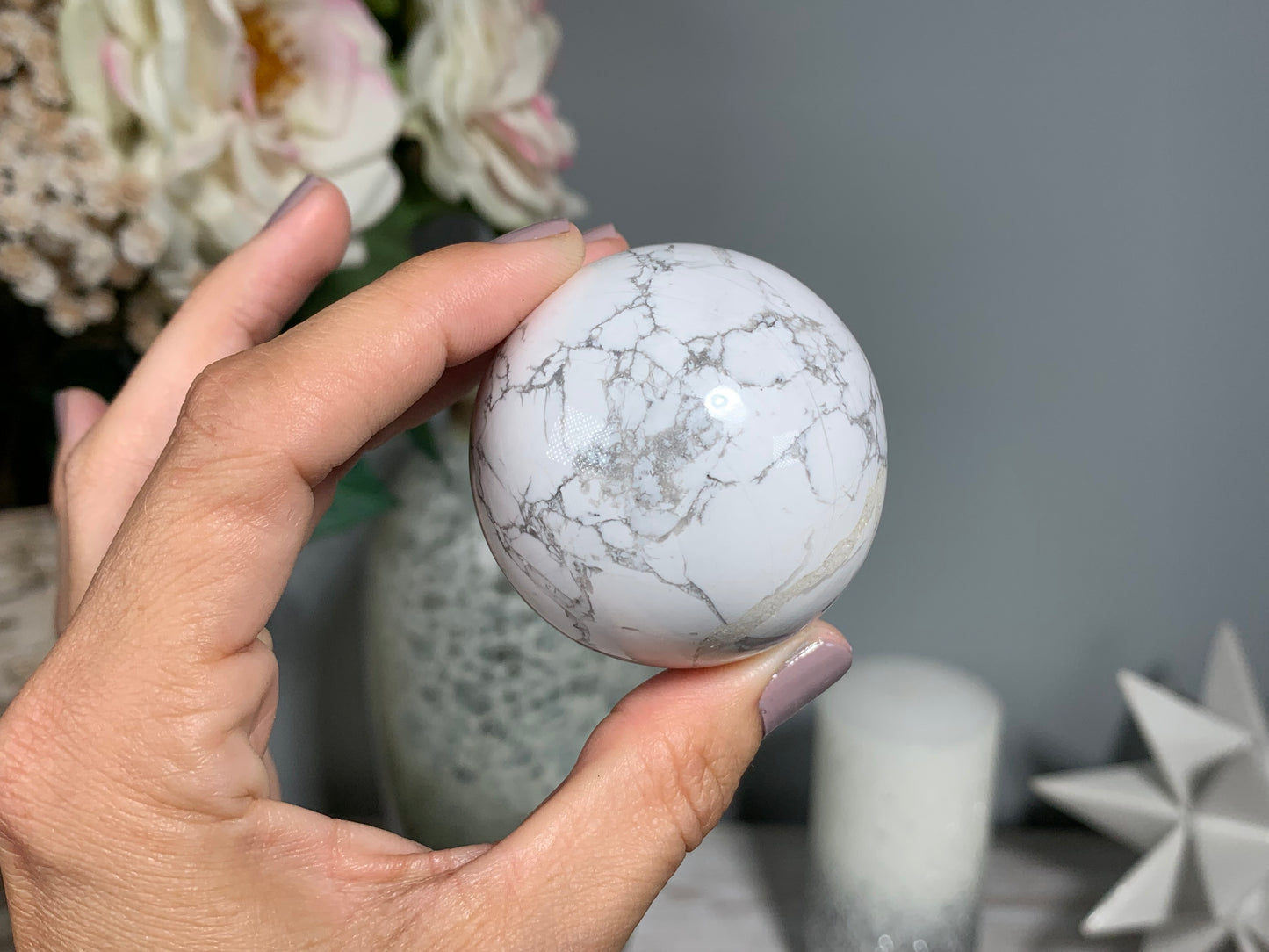 White Howlite Sphere (2" 50mm)